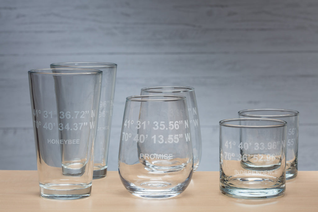 Custom GPS Coordinates Engraved Glasses