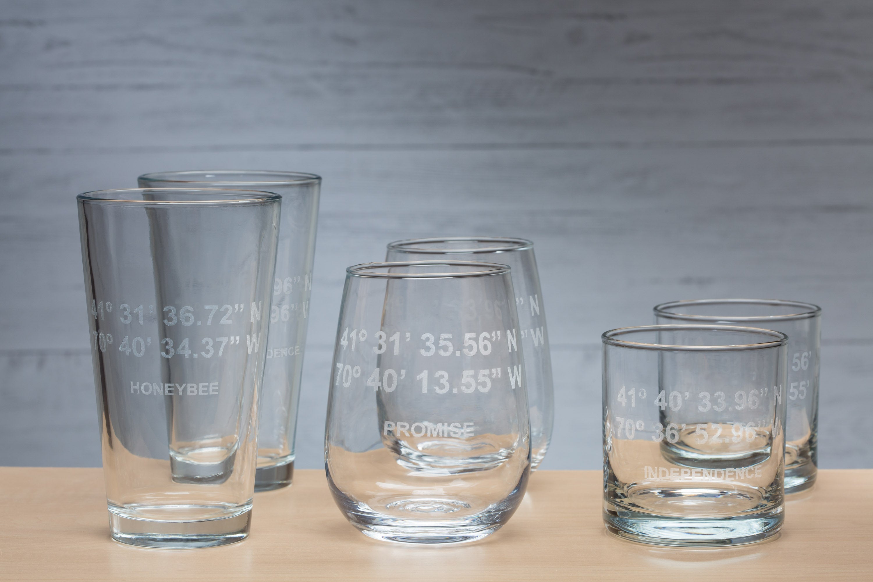 Custom GPS Coordinates Engraved Glasses