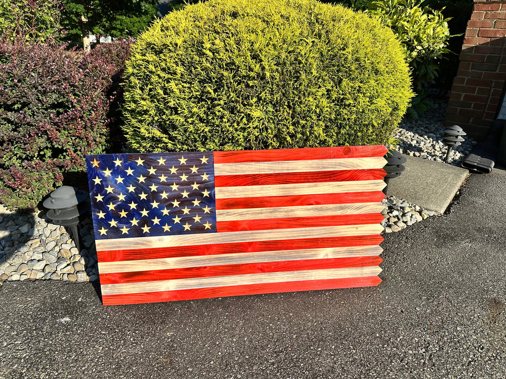 Wooden American Picket Fence Flag with Customization and Ground Stakes