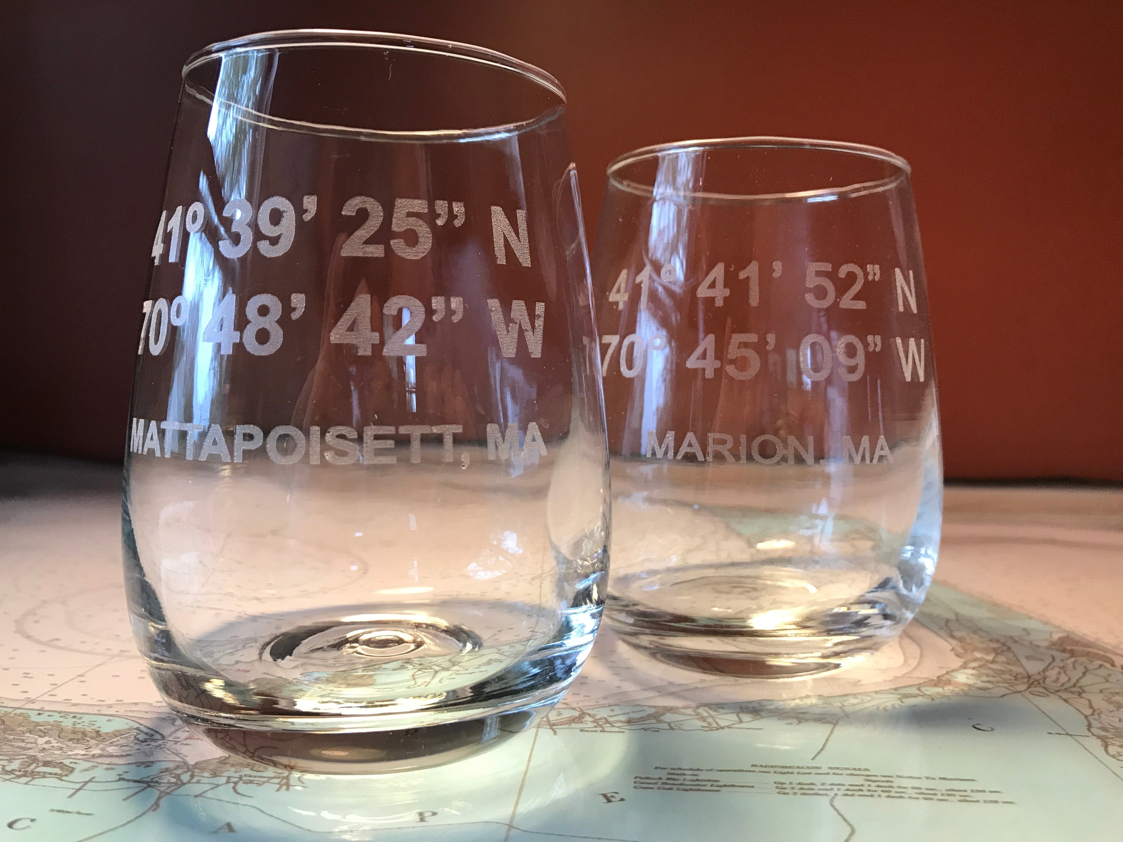 Custom GPS Coordinates Engraved Glasses