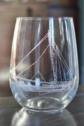 Skipjack Sailboat Engraved Glass