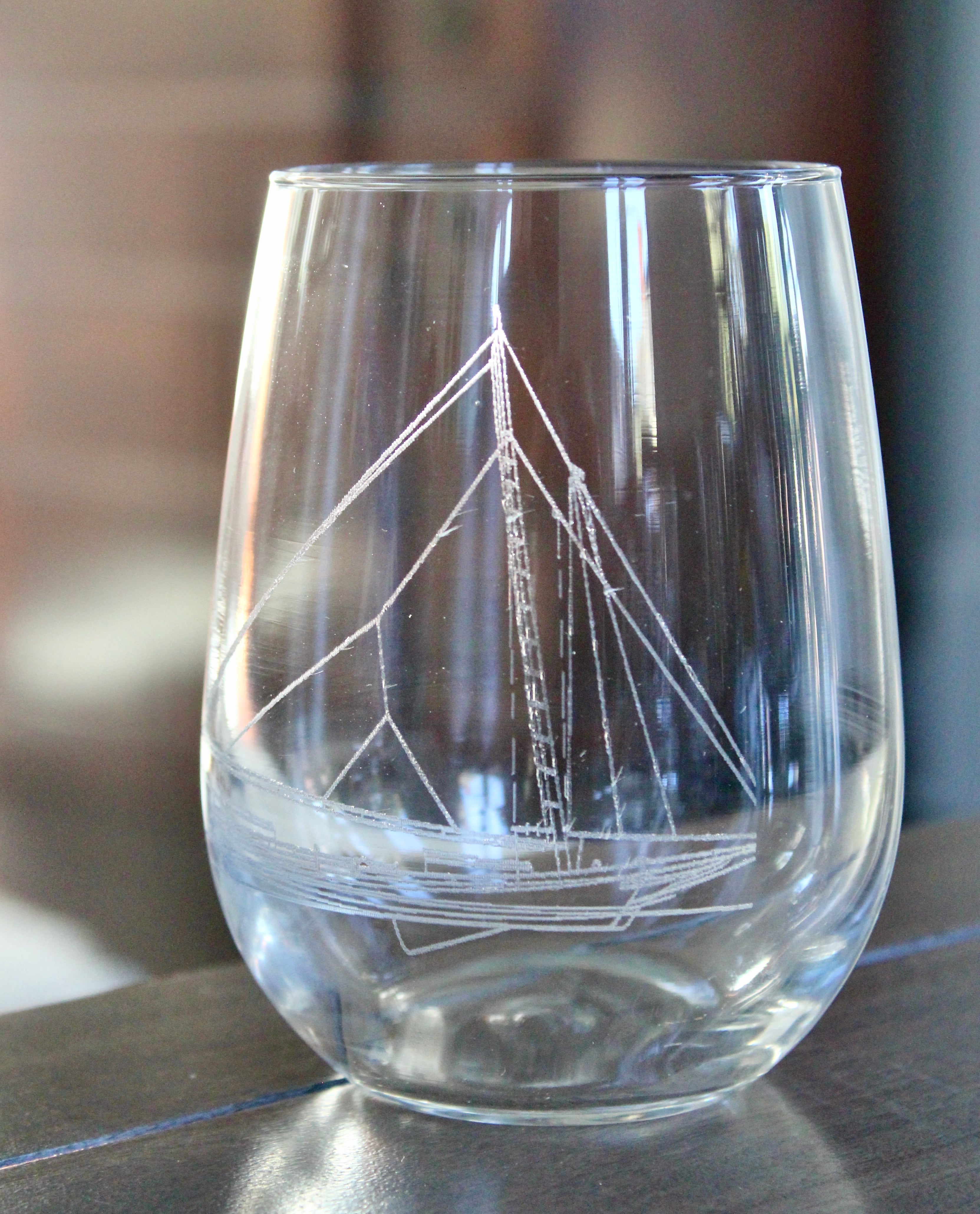 Skipjack Sailboat Engraved Glass