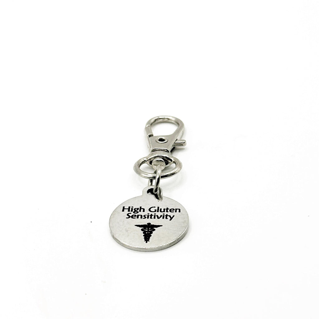 High Gluten Sensitivity Medical Alert Clip On Charm Stainless Steel Allergy Identification Lobster Clasp Charm